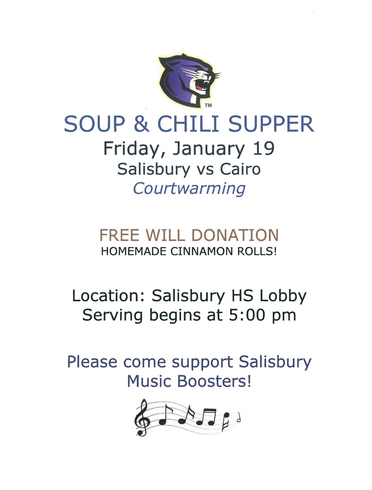 Soup & Chili Supper, Jan. 19th