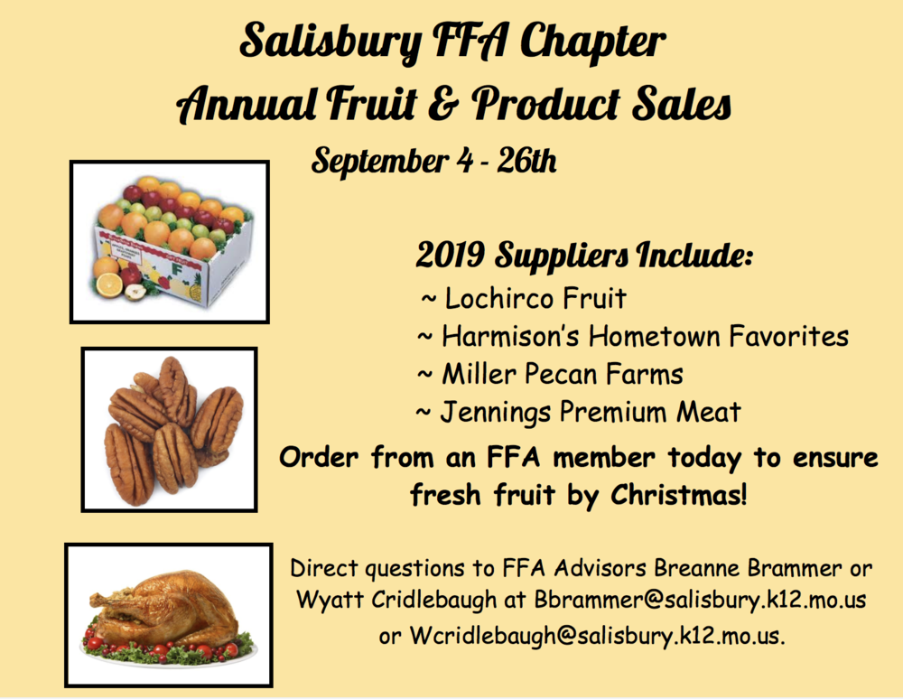 FFA Fruit & Product Sales Begin